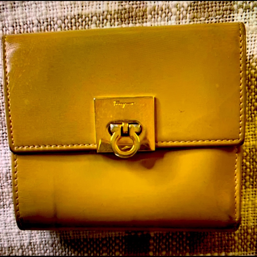 FERRAGAMO AUTHENTIC Camel colored French Wallet with coin purse